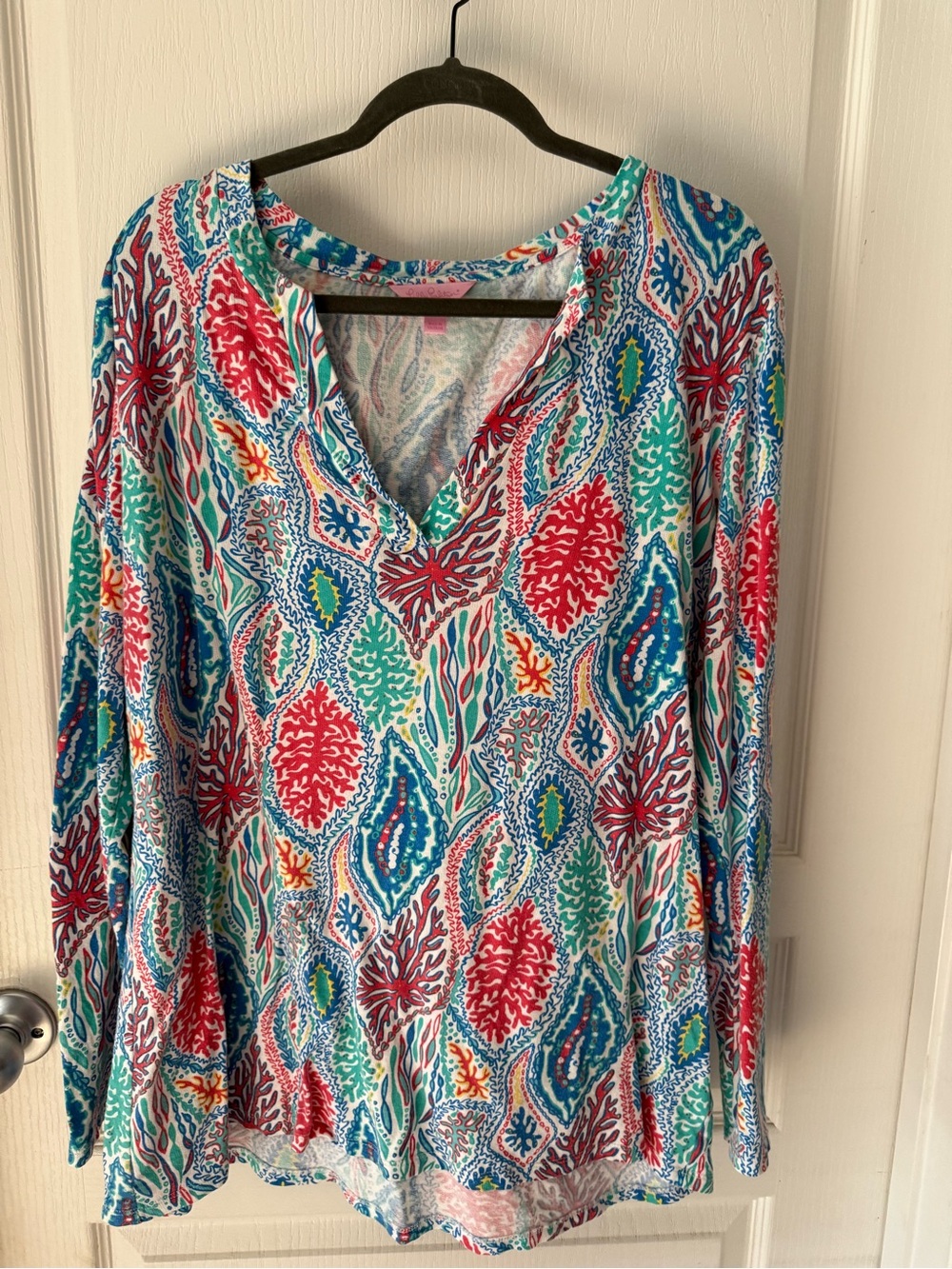 Lilly Pulitzer Multicolor Coral Reef Print V-Neck Long Sleeve Top